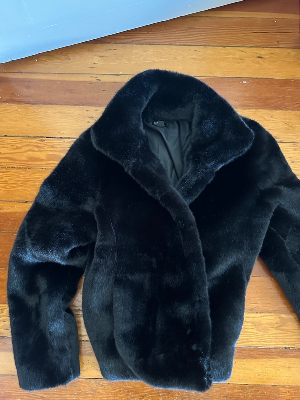 INC International Concepts Black Faux Fur Teddy Jacket